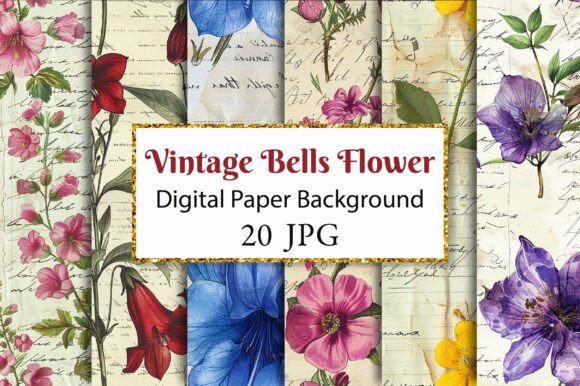 Download Vintage Canterbury Bells Flower Textures - Vintage Collection