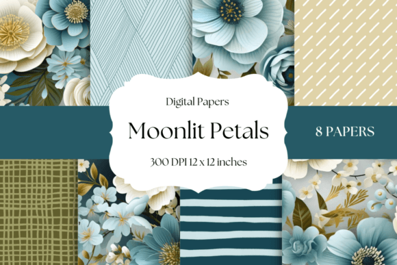 Download Moonlit Petals - Blue Floral Backgrounds - Floral backgrounds Collection