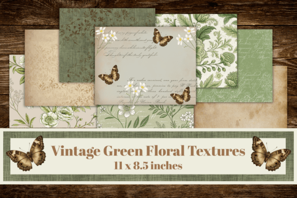 Download Vintage Green Floral Textures, - Vintage Collection