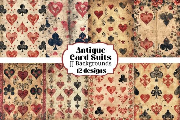 Download 12 Grungy Vintage Playing Cards Suits - Vintage Collection
