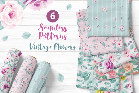 Download Vintage Spring Flower Seamless Patterns - Vintage Collection