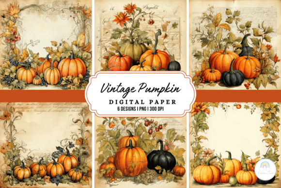 Download Vintage Pumpkin Fall Background - Vintage Collection
