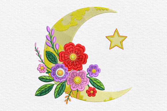 Download Floral Moon Embroidery Design - Premium Bundle